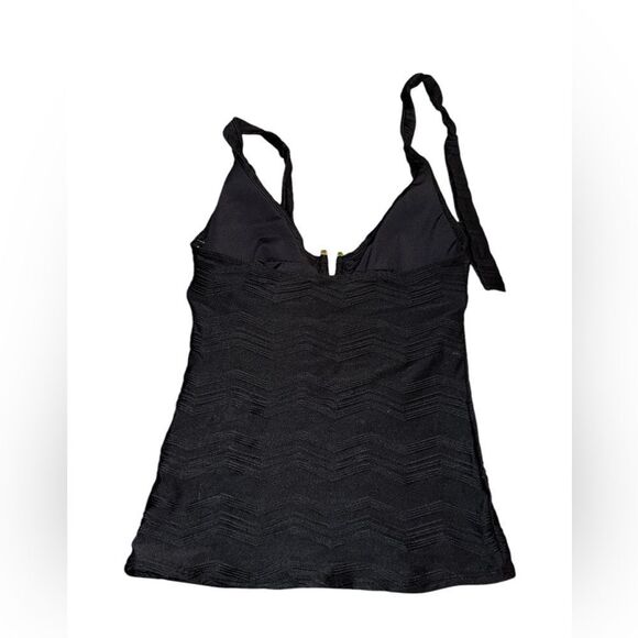 La Blanca NWT Textured Halter Tankini Black Size 4 - Picture 2 of 4